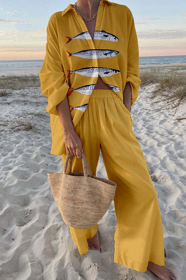 Linea Set | Yellow Sardine Print