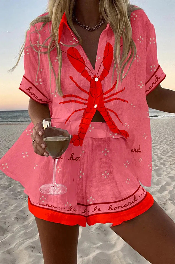 Linen Set | Pink Lobster