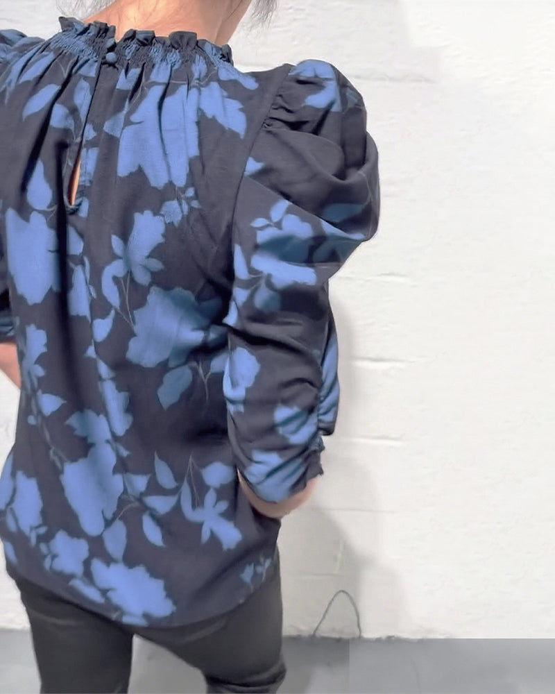 Puff Sleeve Ruffled Blouse